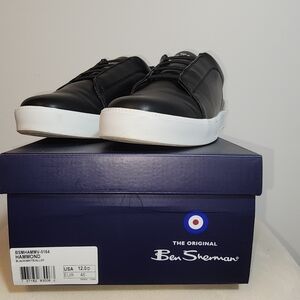 Ben Sherman Men’s Black Leather Low-Top Sneakers